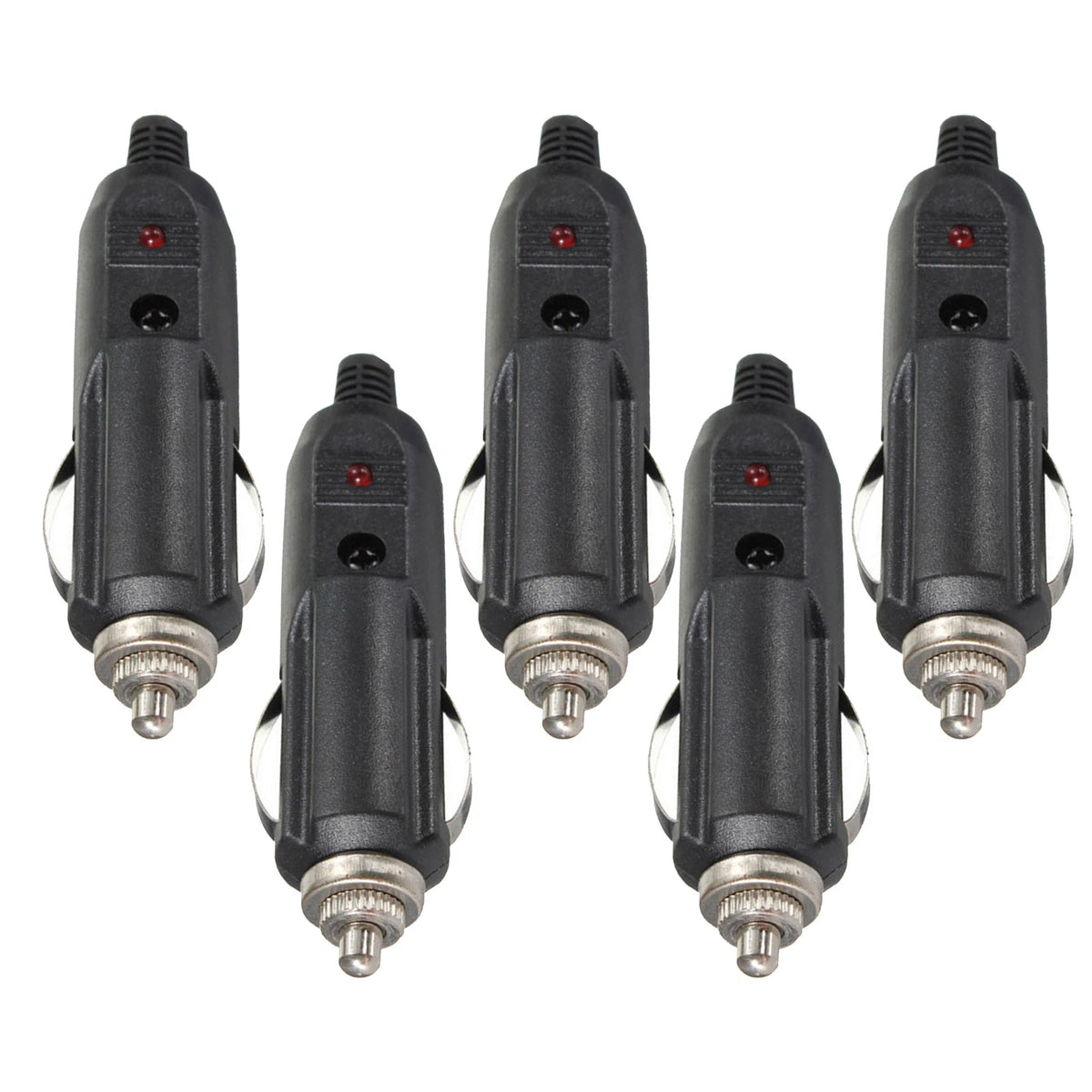 5Pcs 12V Male Cigarette Lighter Socket Plug Connectors with Fuse LED