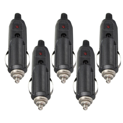 5Pcs 12V Male Cigarette Lighter Socket Plug Connectors with Fuse LED