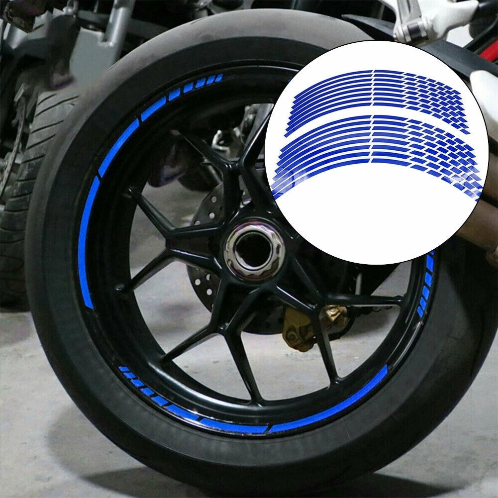 16 Pcs Blue Reflective Rim Strips Tape for Car Wheel Tire (2016–2018)