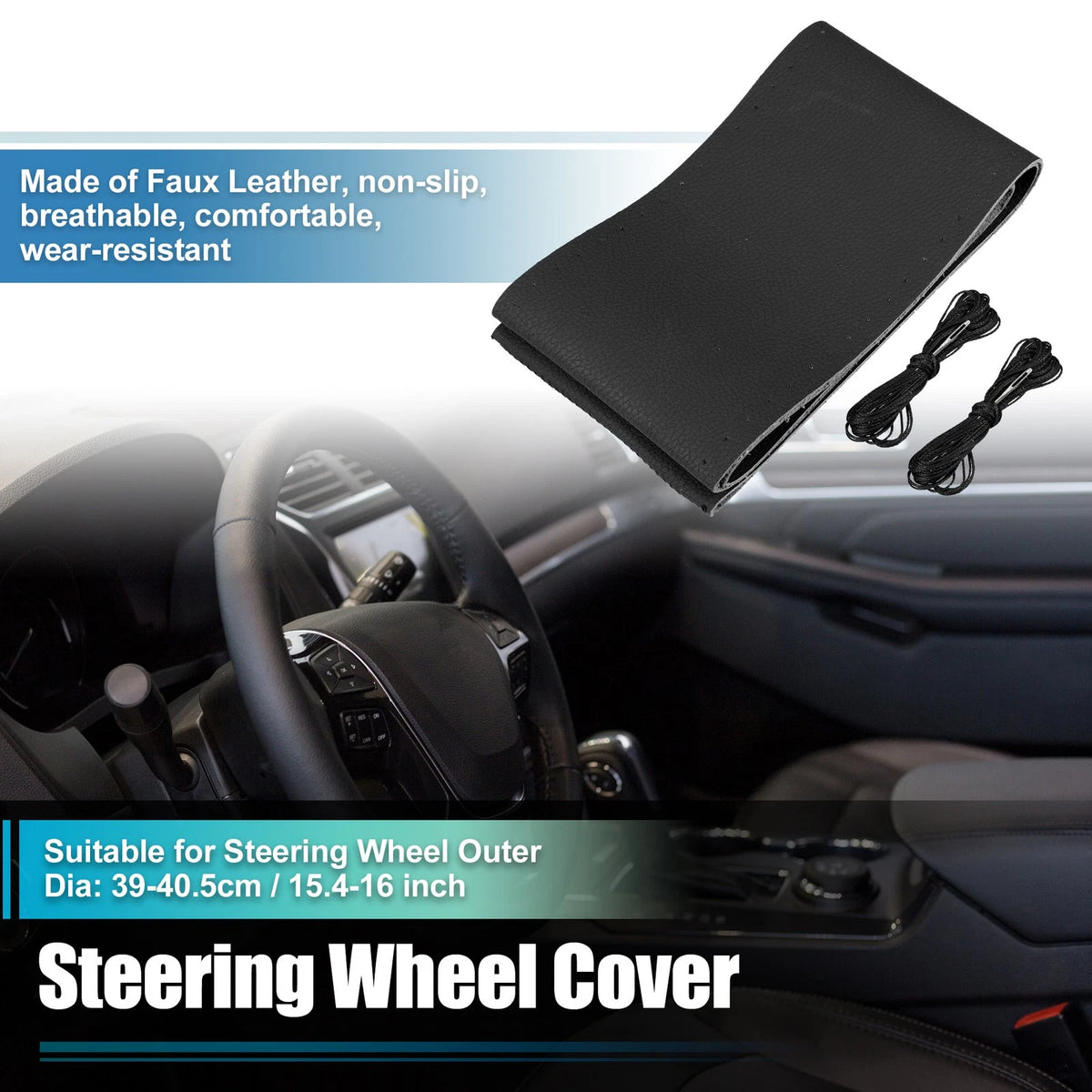 Steering Wheel Cover for Car Truck SUV (15.4-16 Inch)