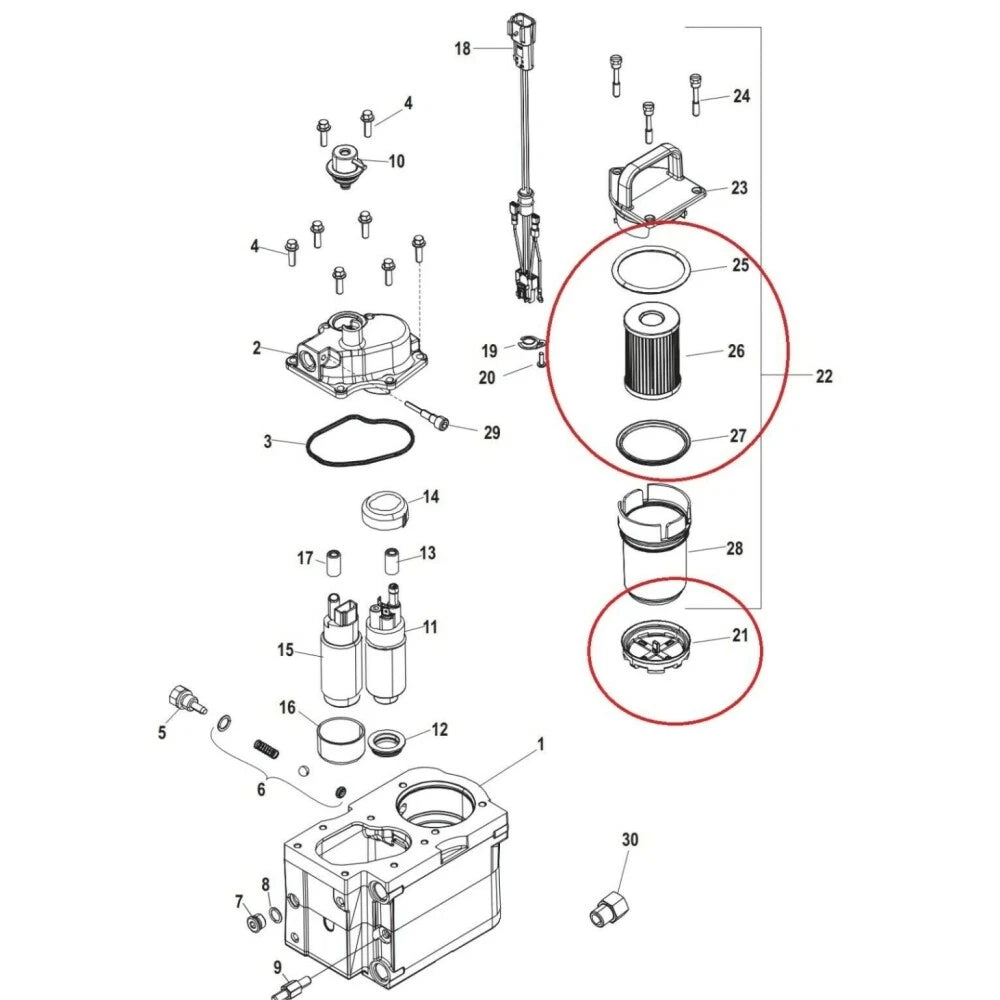 Fuel Filter Kit 35-866171A01 for MerCruiser Engine (35-8M0093688, 18-7977-1)