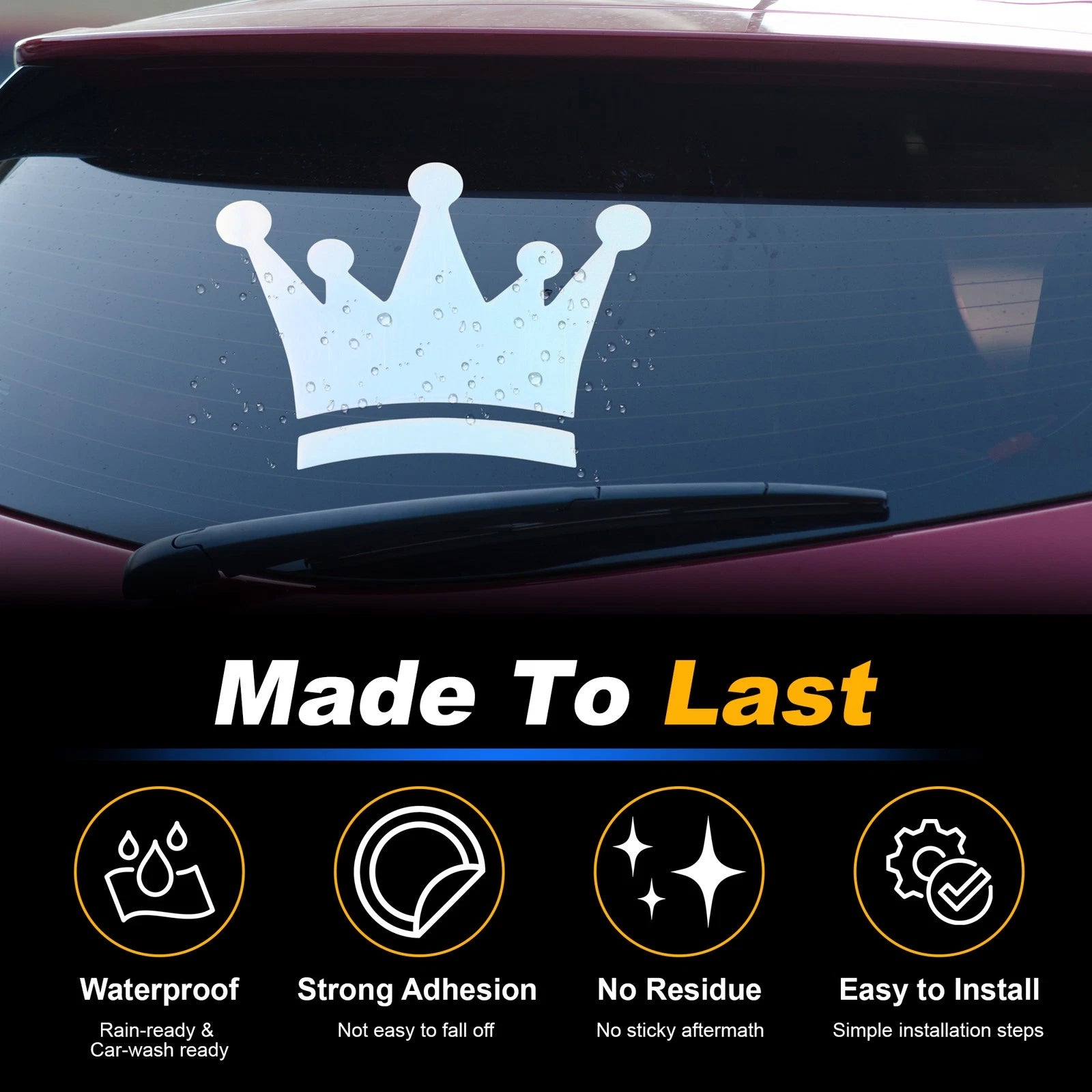 Reflective Bumper Decal for - Colorful Laser Crown Style