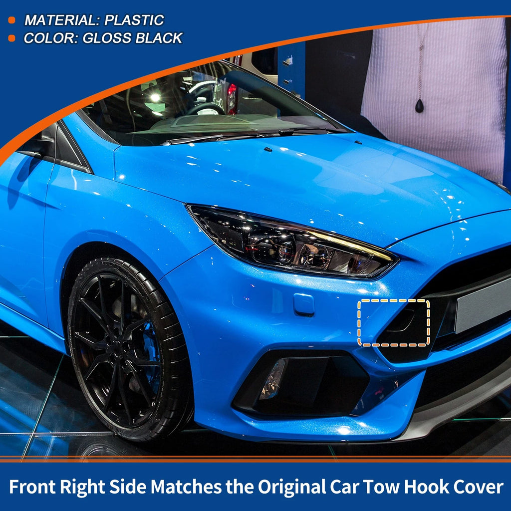 Front Right Tow Hook Cover Replacement for Ford Focus (2014–2018) Gloss Black