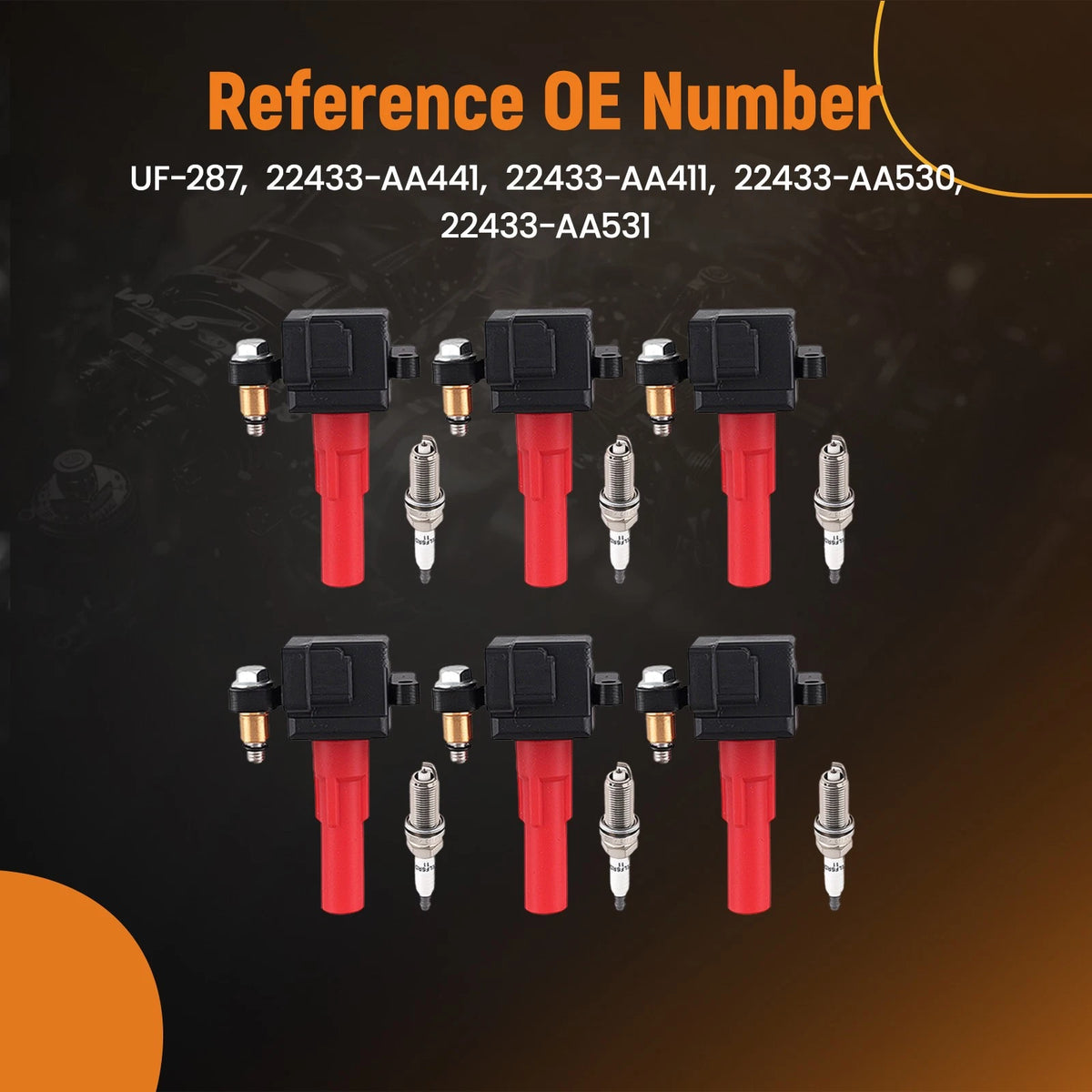 6x Ignition Coil + Spark Plug Set for Subaru B9 Tribeca, Outback 3.0L (2006–2007) UF287