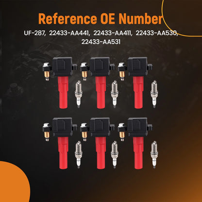 6x Ignition Coil + Spark Plug Set for Subaru B9 Tribeca, Outback 3.0L (2006–2007) UF287