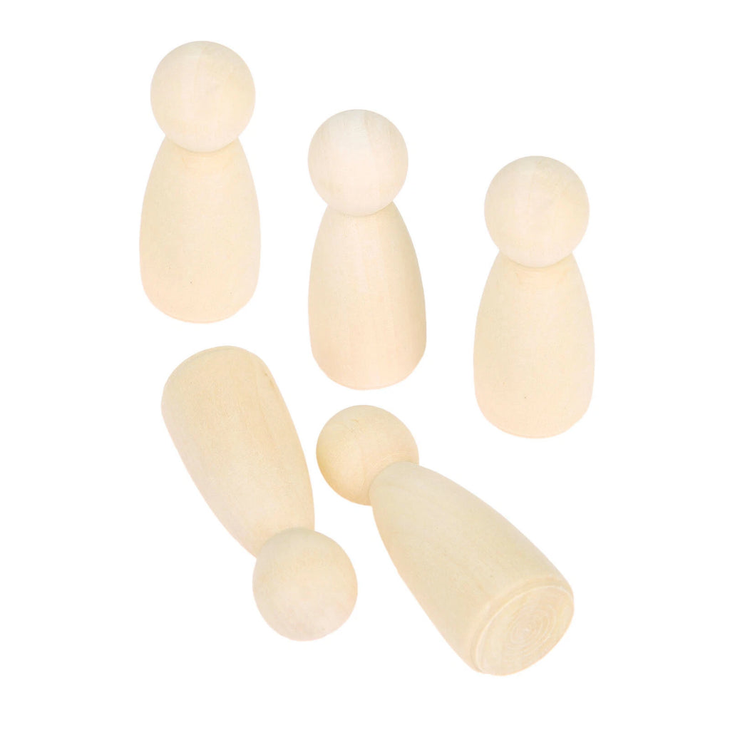 Set of 5 Wooden Peg Dolls for DIY Wedding Cake Toppers