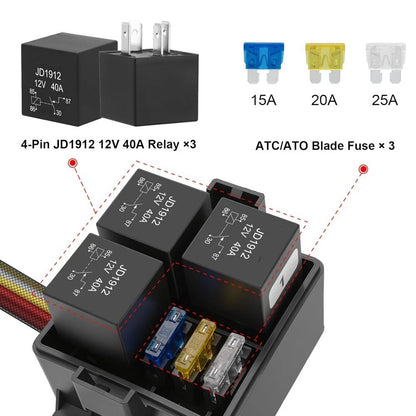 3 Way Waterproof Fuse Relay Box for Universal Applications (12V)