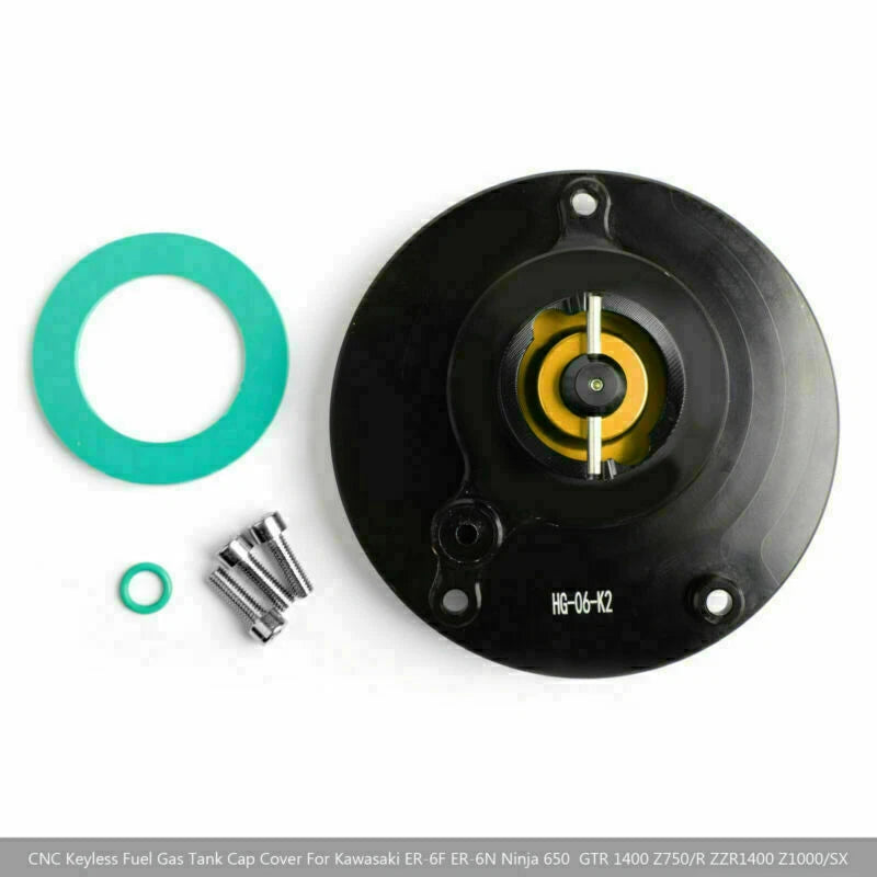 CNC Keyless Fuel Gas Tank Cap Gold for Kawasaki Z750/R Z800 Z1000/SX (2007–2016)