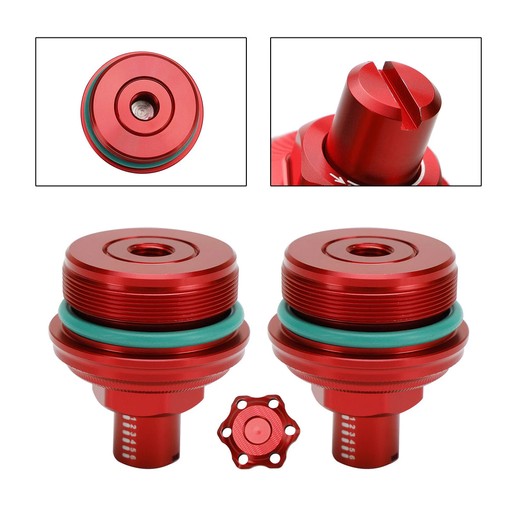 Pair Preload Adjuster Fork Bolt Screw Red for Yamaha MT-03 (2019–2023)
