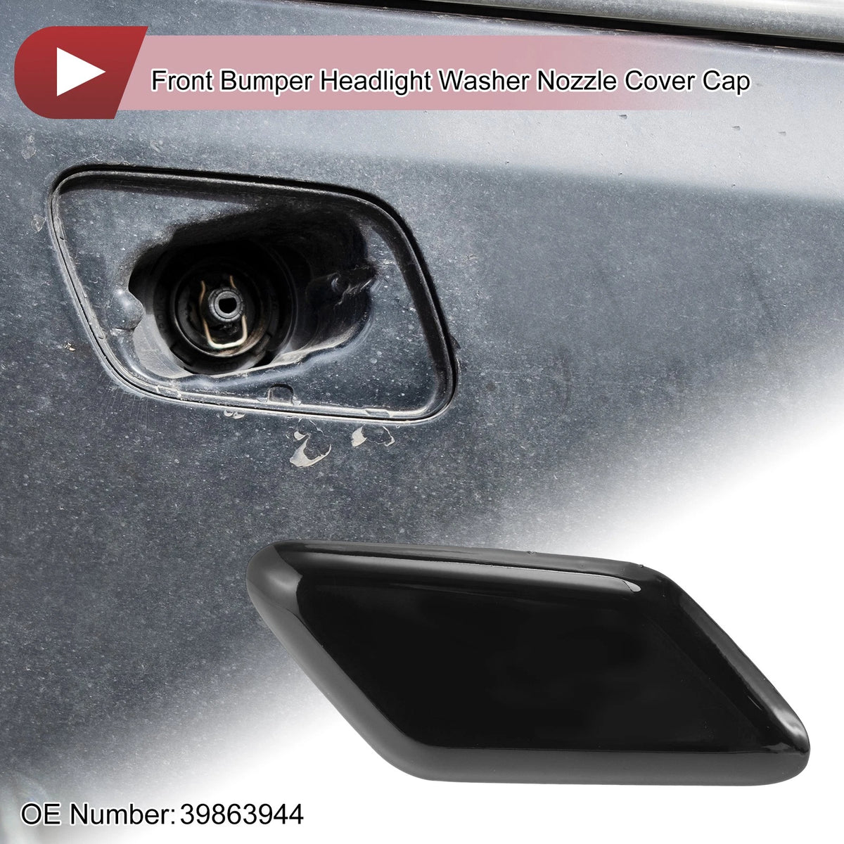 Front Right Bumper Trim Nozzle Cover No.39863944 for Volvo C30 (2010–2013) Black