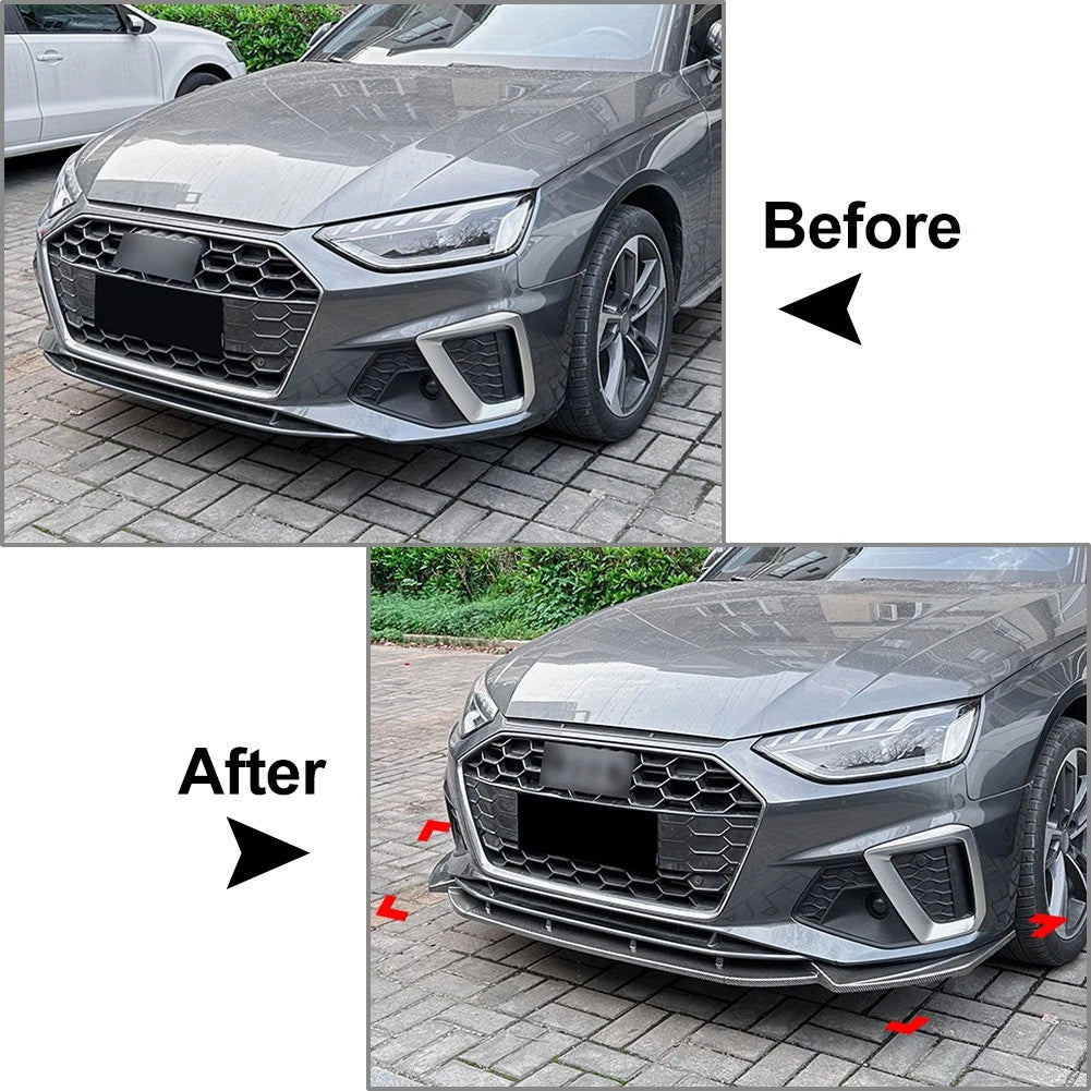 Front Bumper Splitter Spoiler Lip for Audi A4 S4 B9.5 (2020–2024) Black