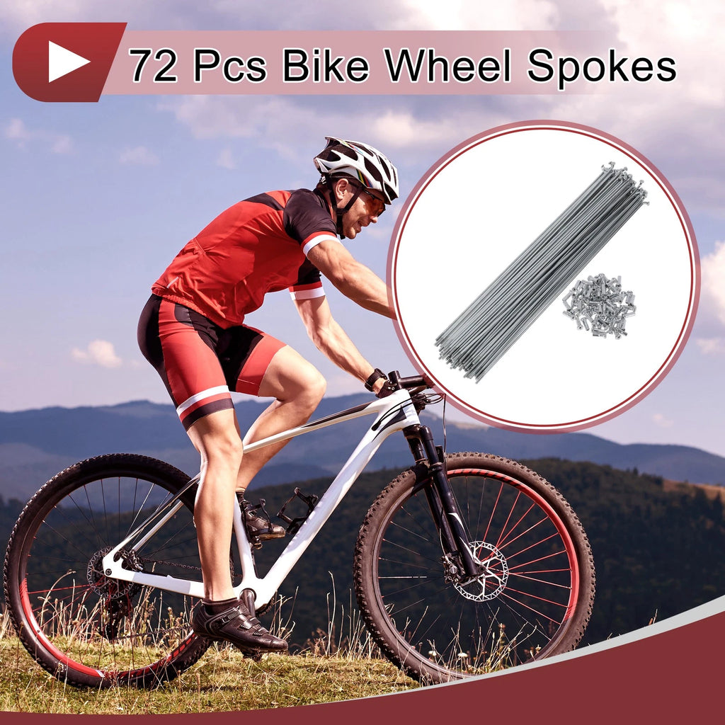 Bicycle Spokes Set 221mm Carbon Steel Galvanized for 14G Wheels (72)