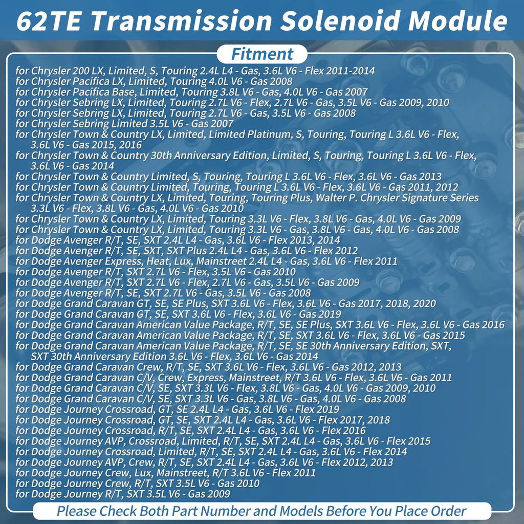 Transmission Valve Body Solenoid Replacement for Dodge 62TE (2015–2018)