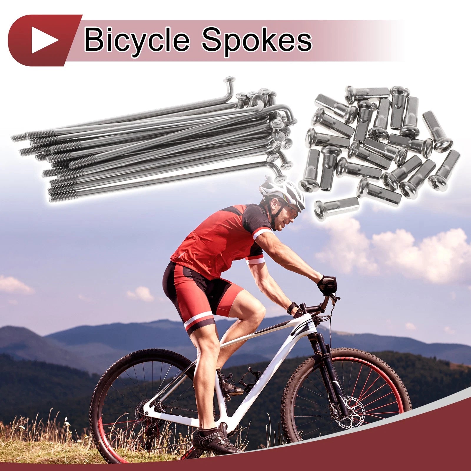 Bicycle Spokes Replacement 69mm Stainless Steel Silver Set for 13G Wheel