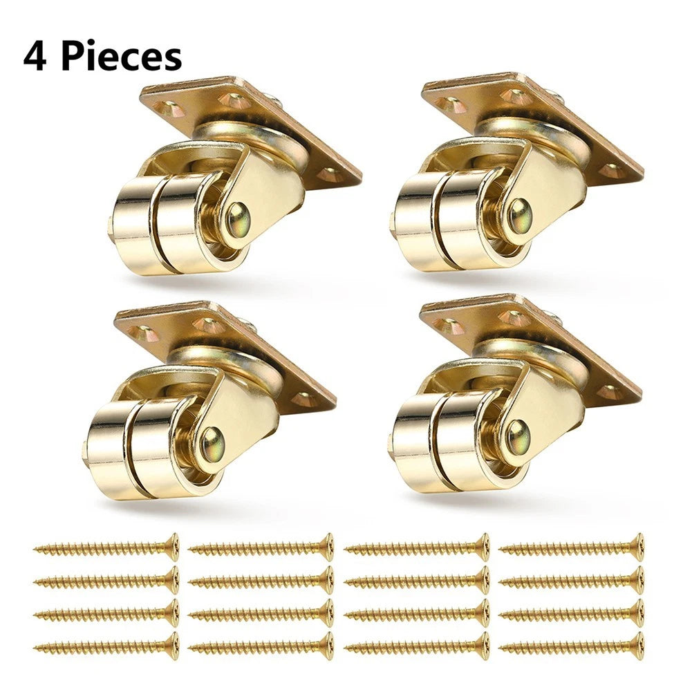 Set of 4 Brass Casters for Upright Piano Wheels