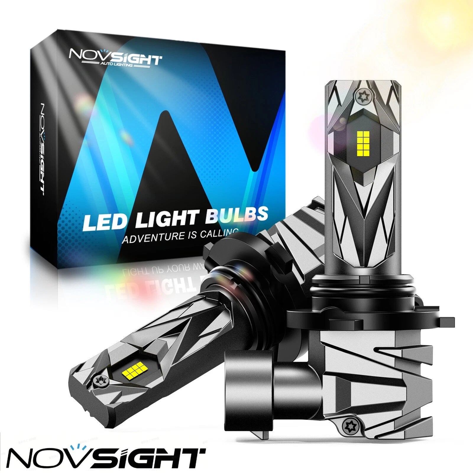 2pc 9005 LED Headlight Bulb for NOVSIGHT (6500K, 16000LM, 60W)