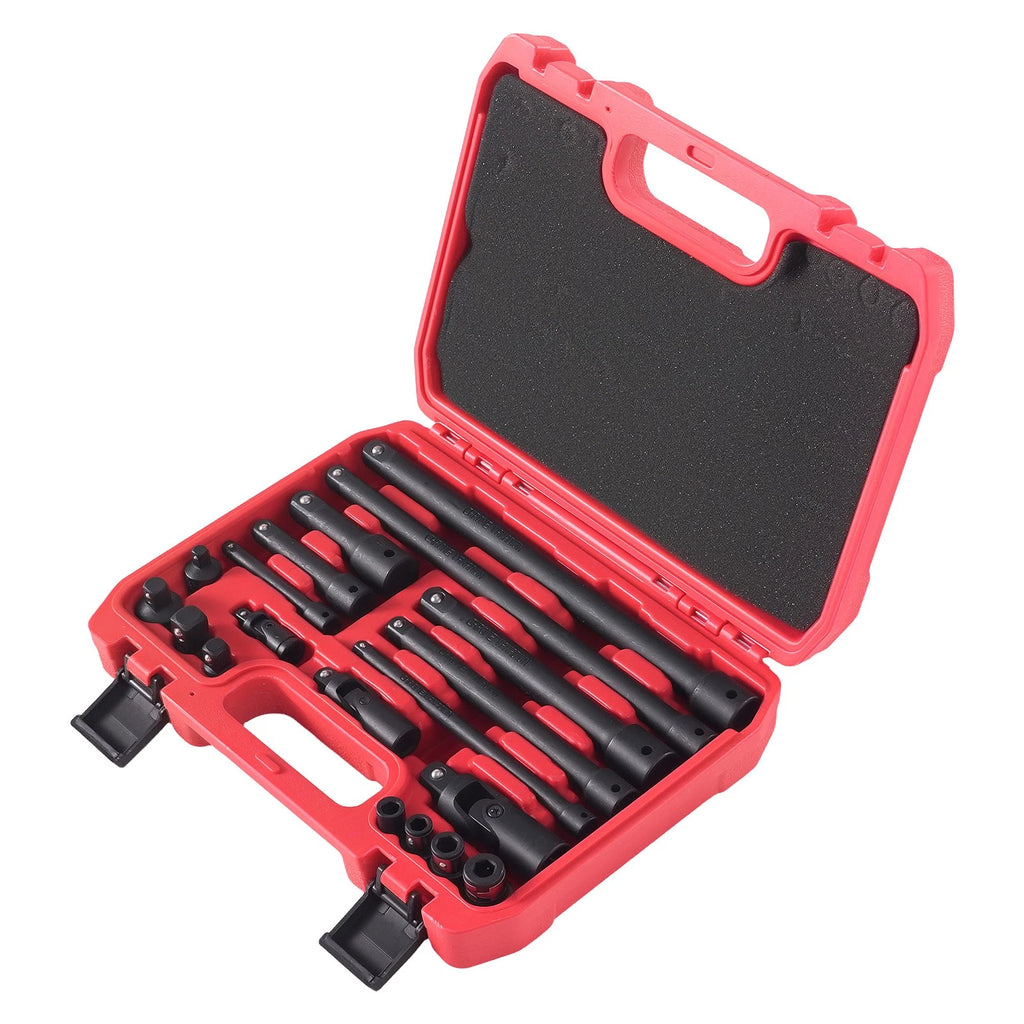 19-Piece CrMo Impact Extension Bar Set 1/4-1/2" Socket Adapter