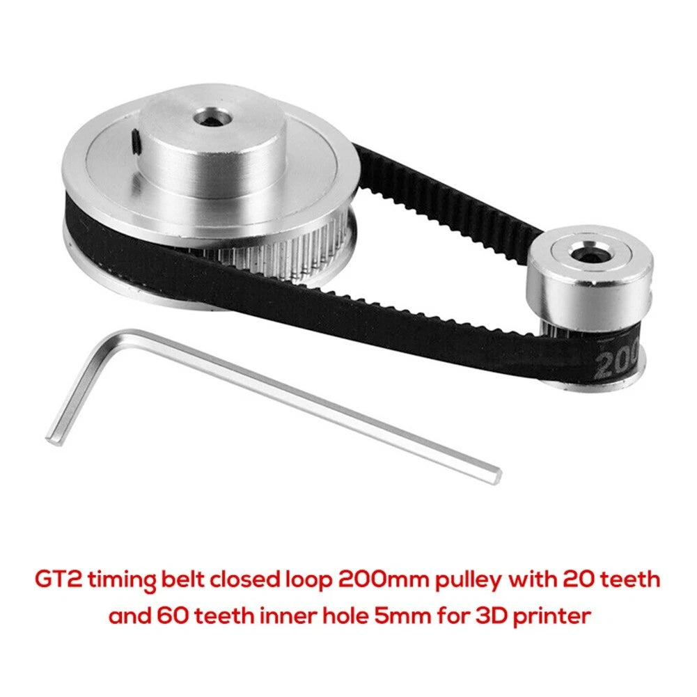 GT2 Timing Belt Closed Loop 200mm Pulley 20T & 60T for 3D Printer
