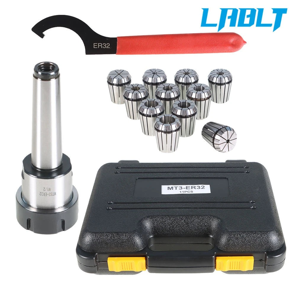 11Pcs ER32 Collet Set with Shank for CNC Machine (LABLT MT3)