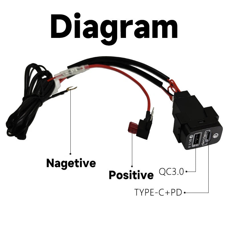 1X USB-A USB-C PD QC3.0 Charger Kit for Mitsubishi Grandis (2004–2011)