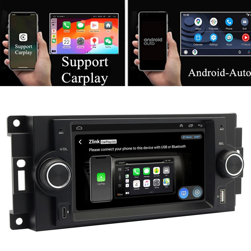 6.2'' Android Stereo Radio GPS Navigation for Dodge Chrysler Jeep (2014–2023)