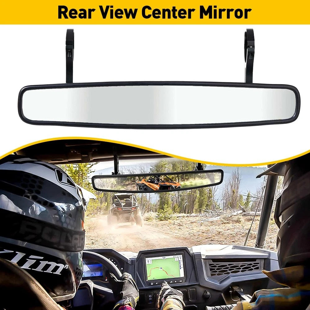 UTV Rear View Center Mirror for Polaris Honda (1.75" / 2" Round Roll Bar)
