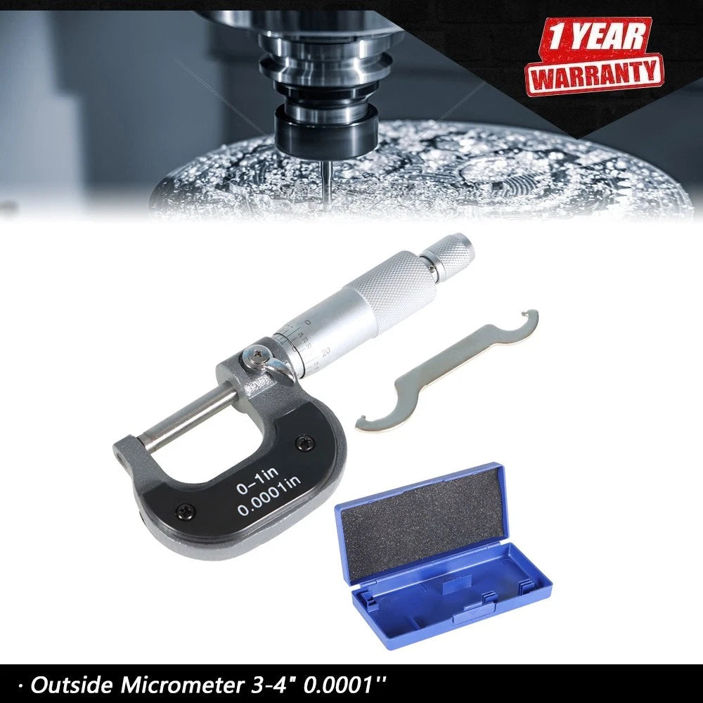 Precision Outside Micrometer 0-1" 0.0001" Carbide Tipped for Automotive