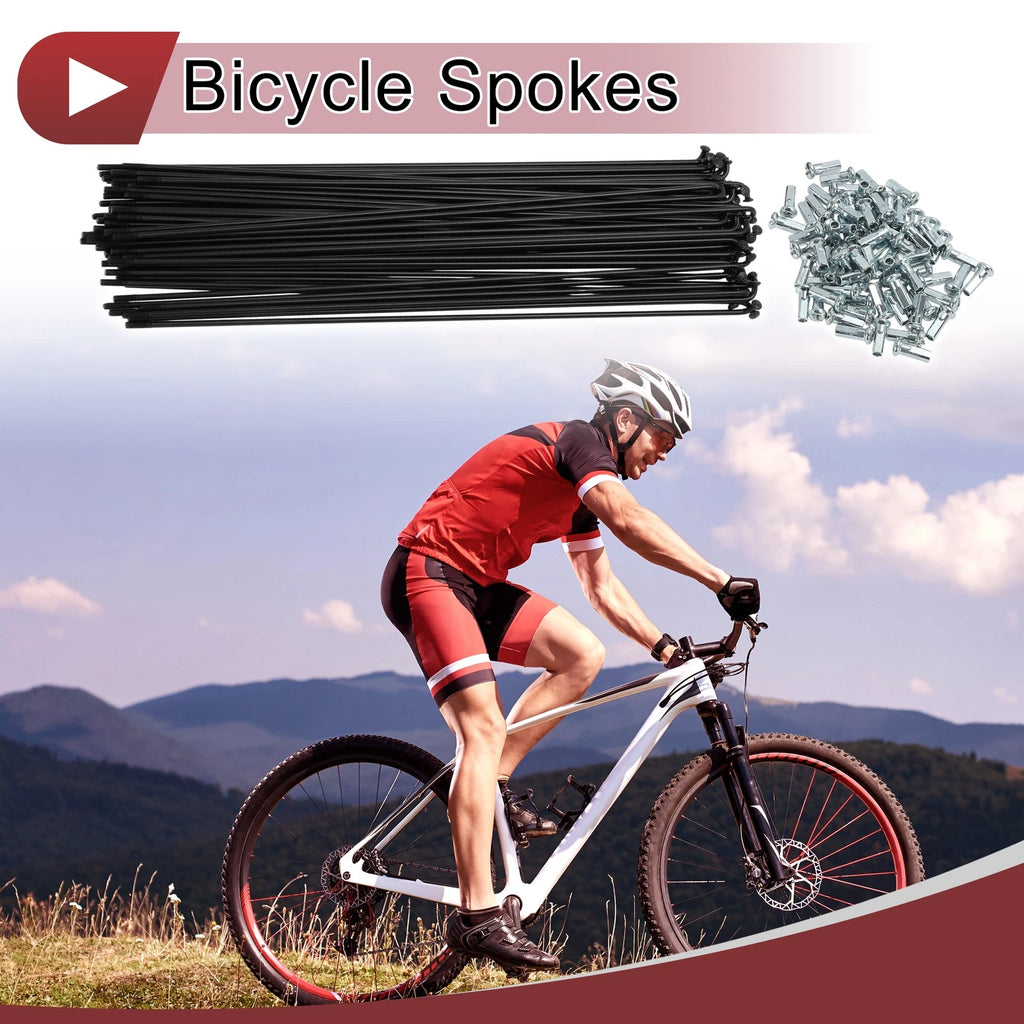 Bicycle Spokes Set 263mm Carbon Steel Black for 12G Wheel (72 Pack)