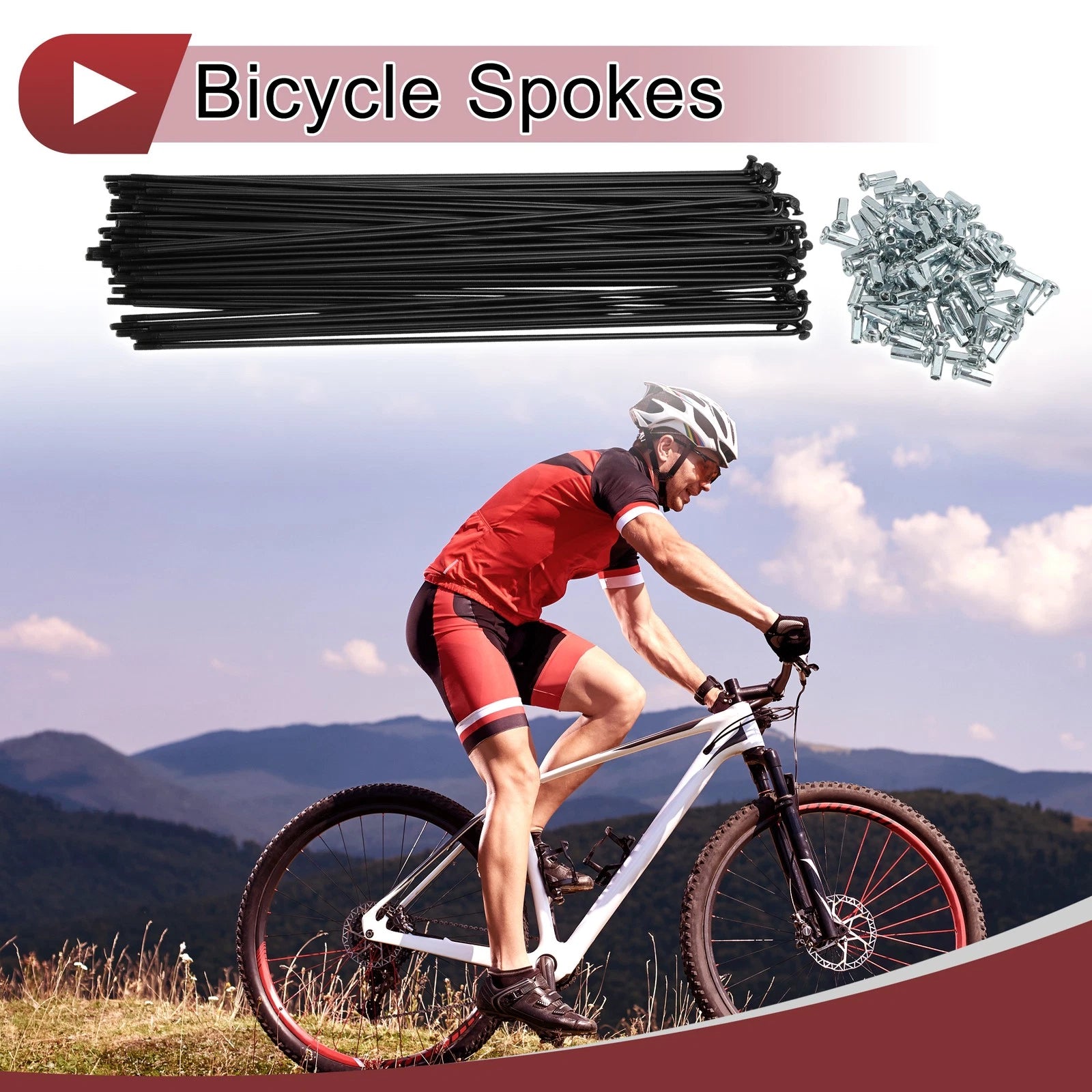 Bicycle Spokes Set 263mm Carbon Steel Black for 12G Wheel (72 Pack)
