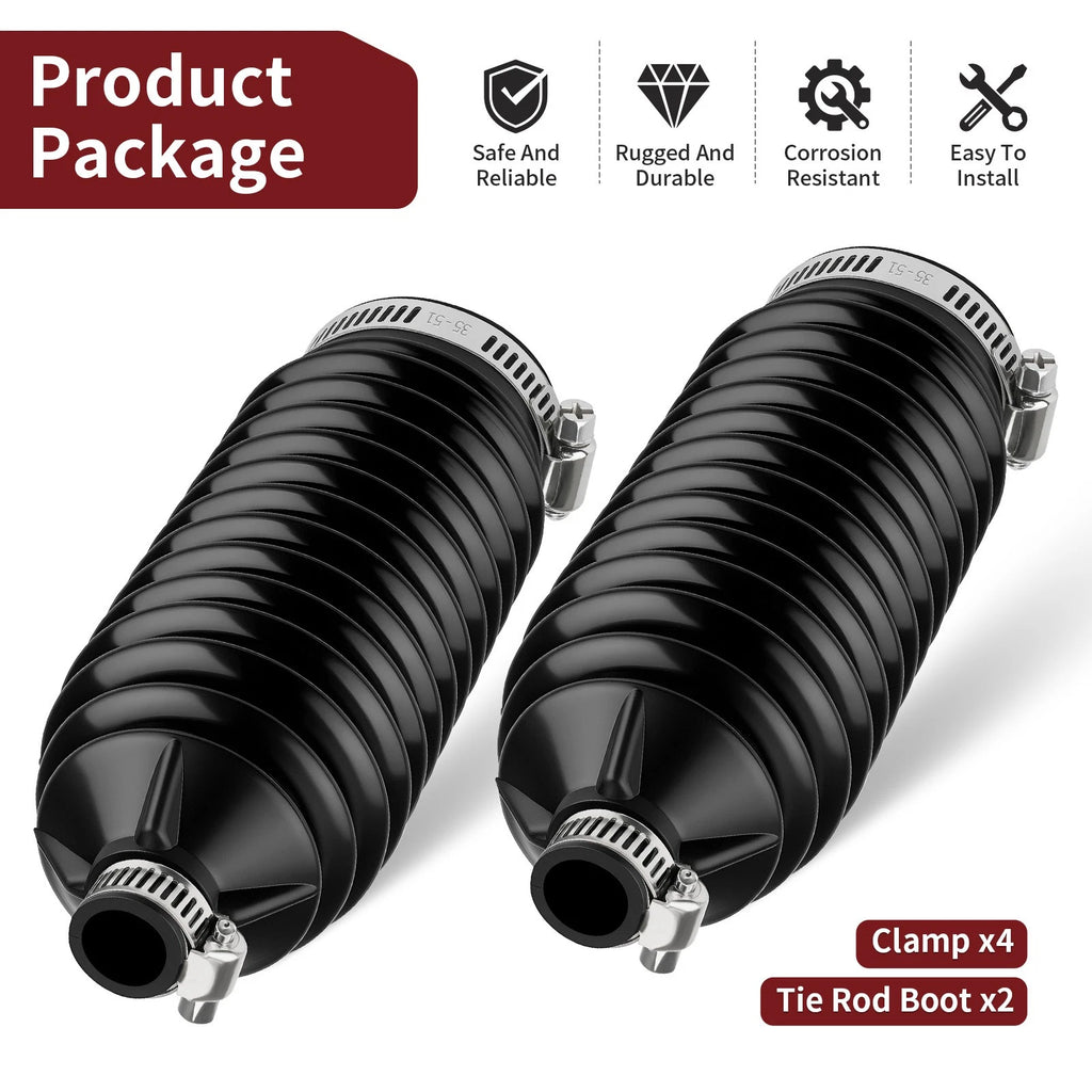 2X Tie Rod Boot w/ Clamp for Honda Pioneer 500 520 700 700-4 1000 (2016–2023)