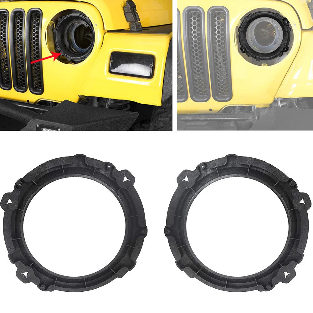 Pair 7" LED Headlight Mount Bracket Plastic Ring For Jeep Wrangler TJ 1997-2006