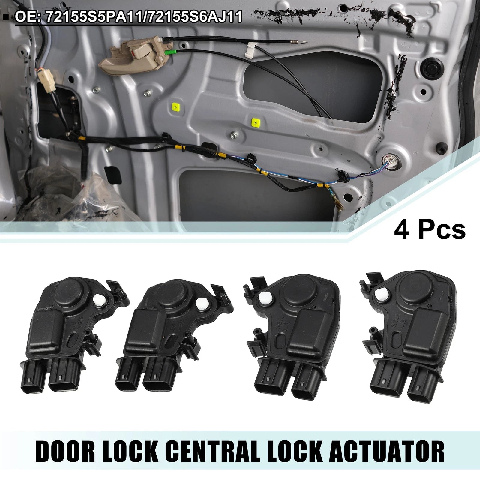 Door Latch Actuator Front Rear Left Right Set for Honda Element (2003–2011)