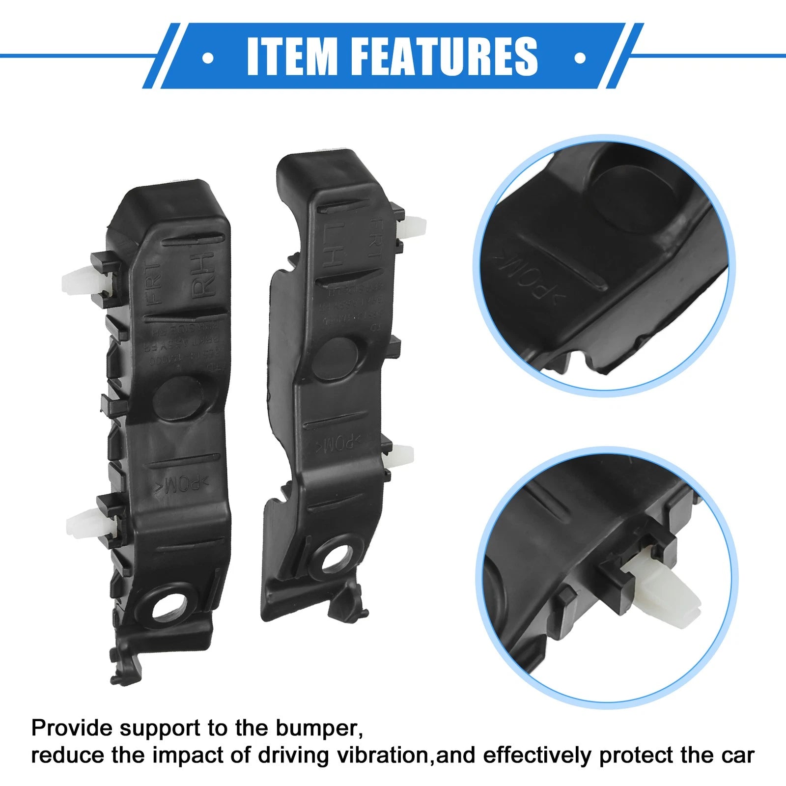 Pair Front Bumper Brackets for Kia Forte (2010–2013) Black