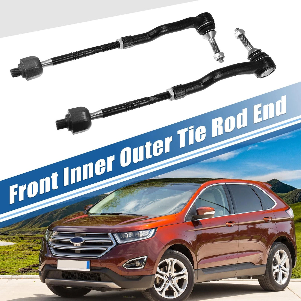 Set of 4 Front Inner Outer Tie Rod End Links ES801109 EV801122 for Ford Lincoln