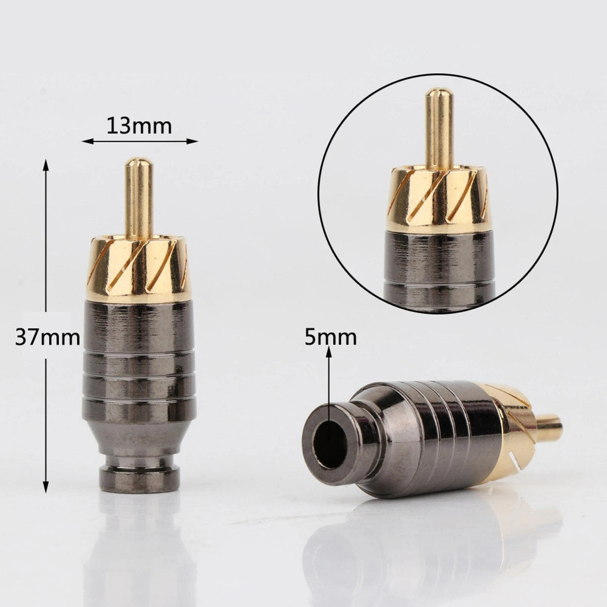 Set of 4 Copper RCA Plug Gold Plated Audio Video Adapter Connectors