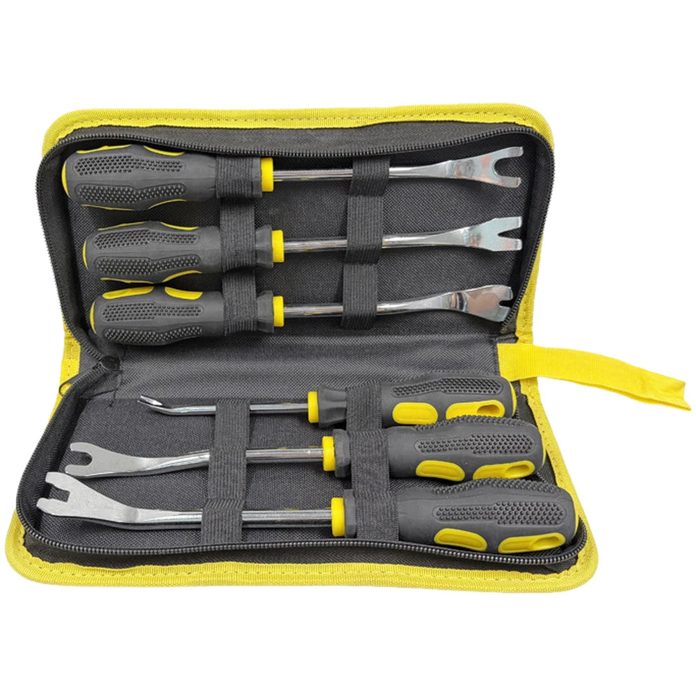 6 Piece Auto Panel Clip Remover V Shape U Shape with Ergonomic TPR Grip Handle