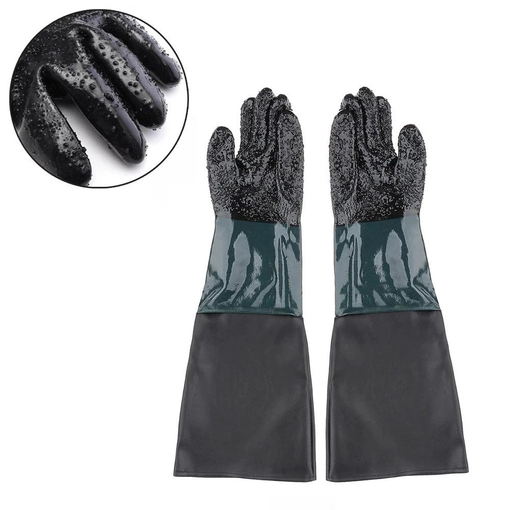 Set of 2 Sandblaster Work Gloves Cotton Lined Double Sewn Seams 8 Inch