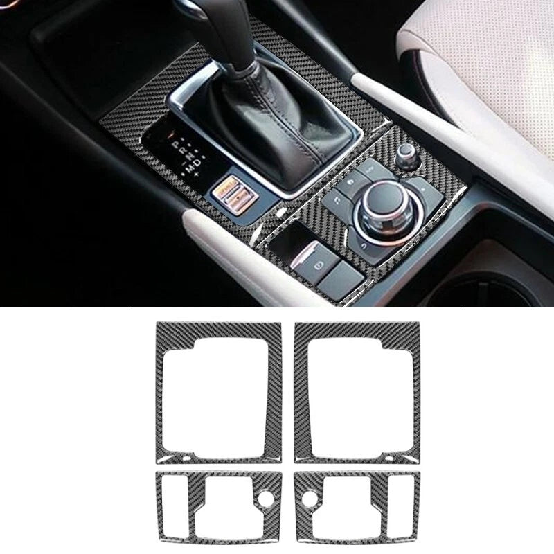 Carbon Fiber Center Control Gear Panel Trim for Mazda 3 Axela (2014–2019)