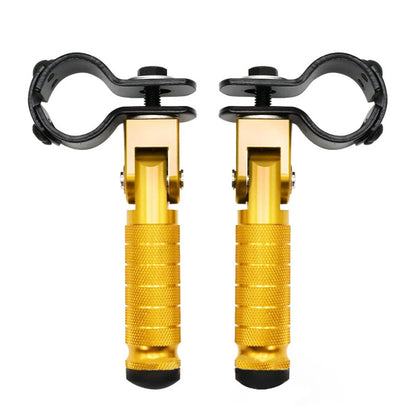 2X Gold Motorcycle Folding Rear Footpeg Kit for Universal Models (30mm-32mm)