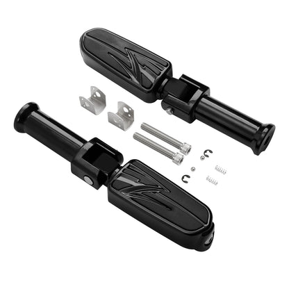 Black Rear Footpegs Footrest with Brackets for Harley Softail (2018–2024)