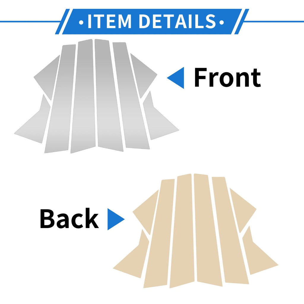 8 Pcs Door Pillar Window Trim Replacement for Hyundai Elantra (2011–2016) Silver