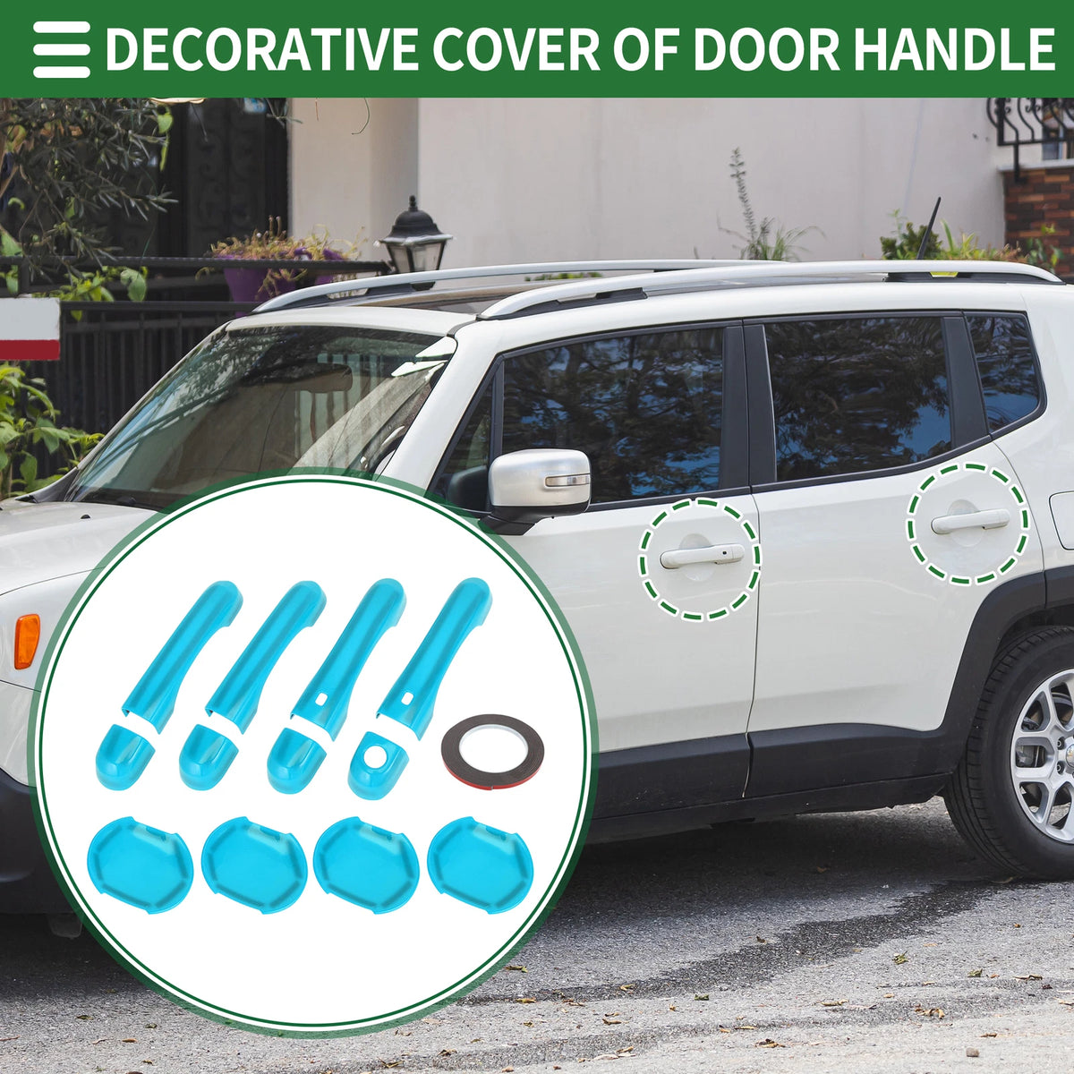 Exterior Door Handle Cover Set for Jeep Renegade (2015–2021) ABS Light Blue