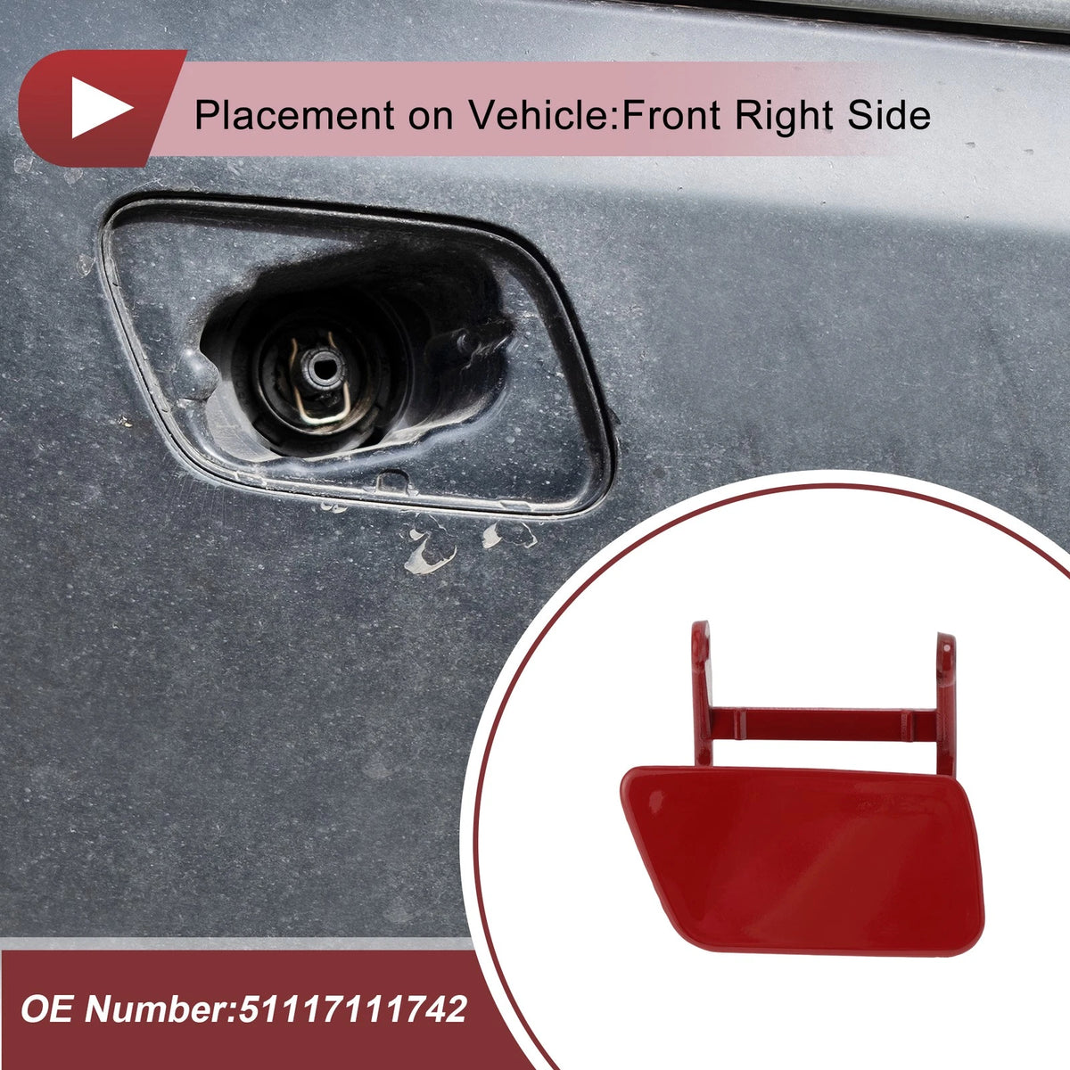 Headlight Washer Nozzle Cover for BMW 525i (2004–2005) Red