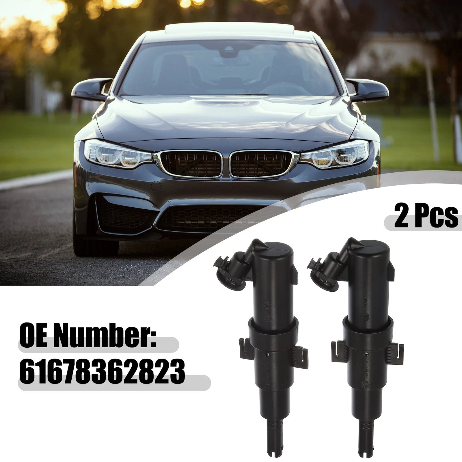 Headlight Washer Nozzle Sprayer Jet Front Set for BMW 323Ci (1998–2000)