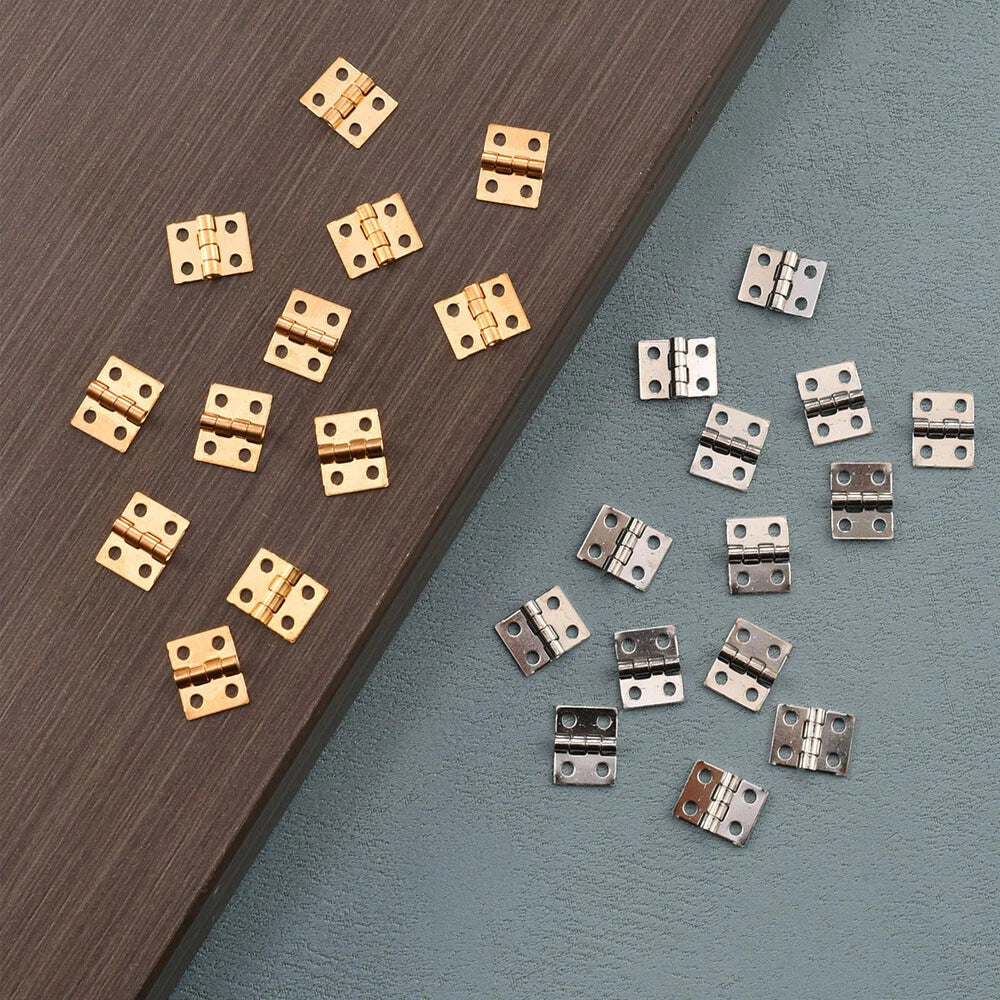 100pcs Mini Hinges for Jewelry Chest Wooden Dollhouse (8x10mm)