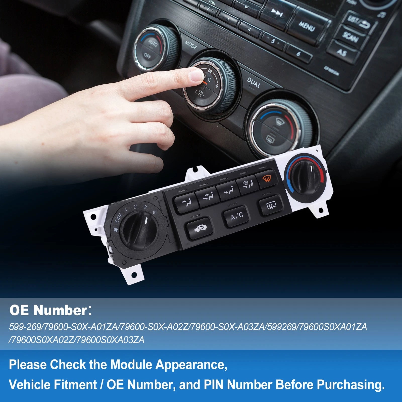 A/C Heater Climate Control Switch Module for Honda Odyssey (1999–2004) No.599-269