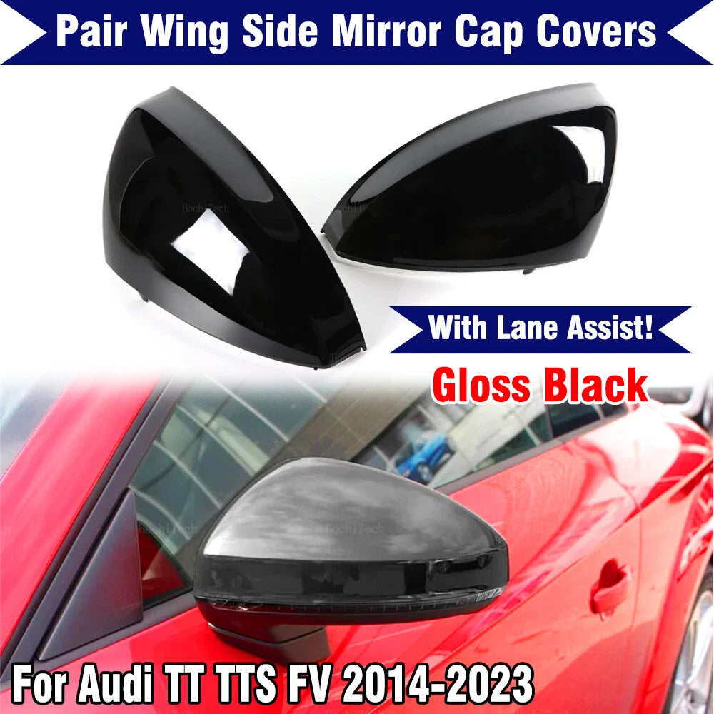 Gloss Black Side Wing Mirror Cap Covers for Audi TT TTS (2014–2023)