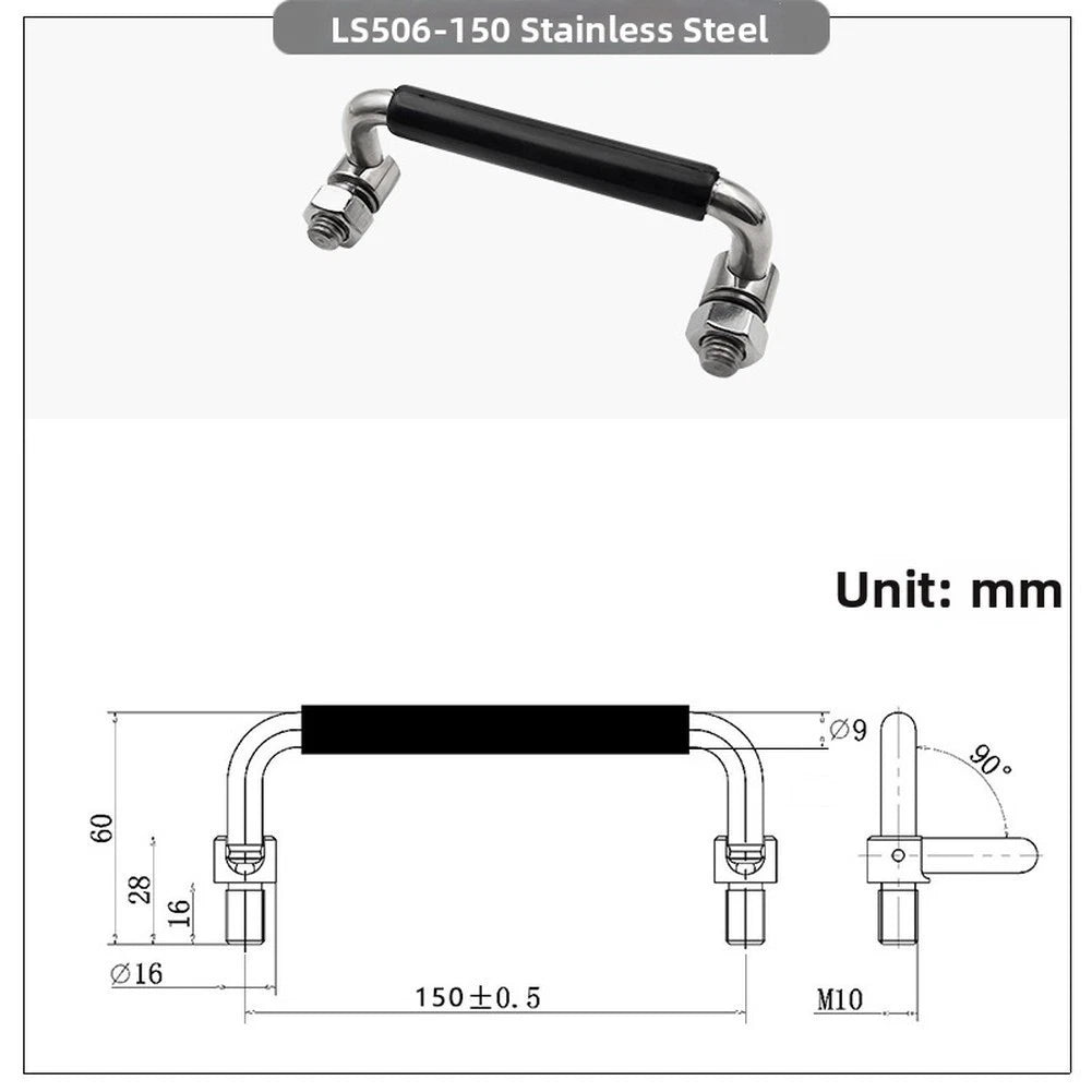 304 SS Folding Handle for Space Saving Applications (90 Deg Design)