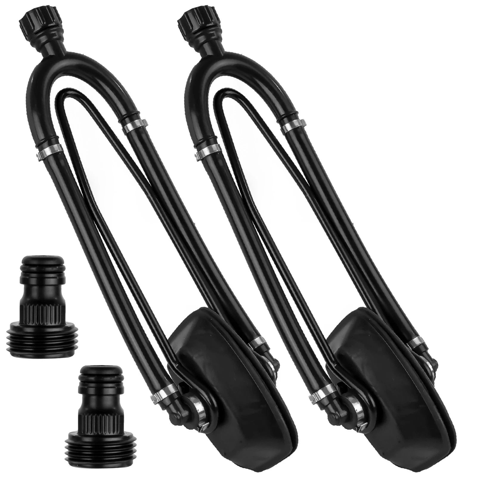 2X Outboard Dual Feed Rectangular Muff Boat Motor Flusher (Black PVC)