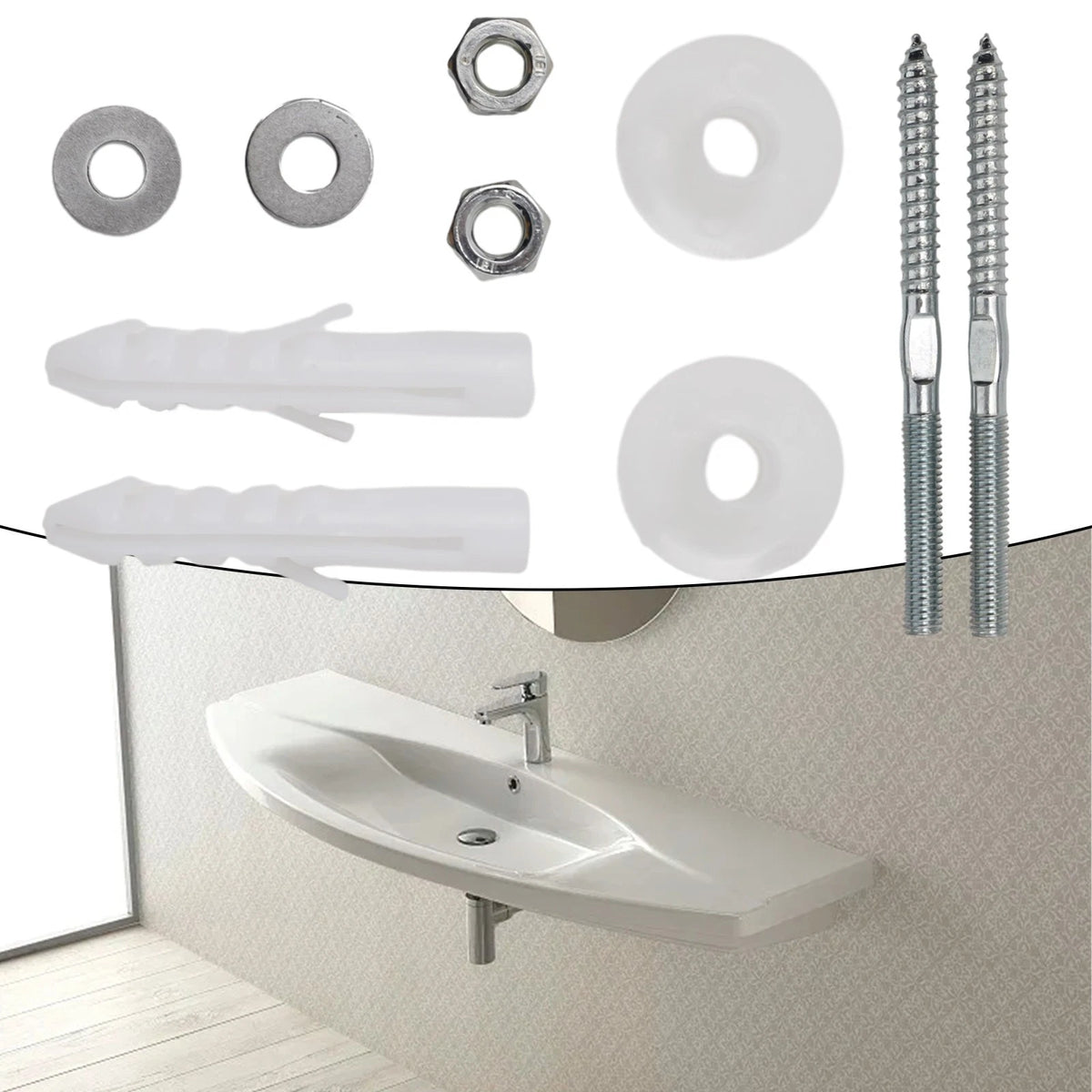 Set of 1 Basin Screw for Wall Mounted Basin Iron Silver